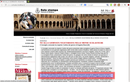 NO ALLA GIORNATA VEGETARIANA NELLE MENSE SCOLASTICHE — Sito Ufficio Stampa Comune di Modena - Mozilla Firefox_007
